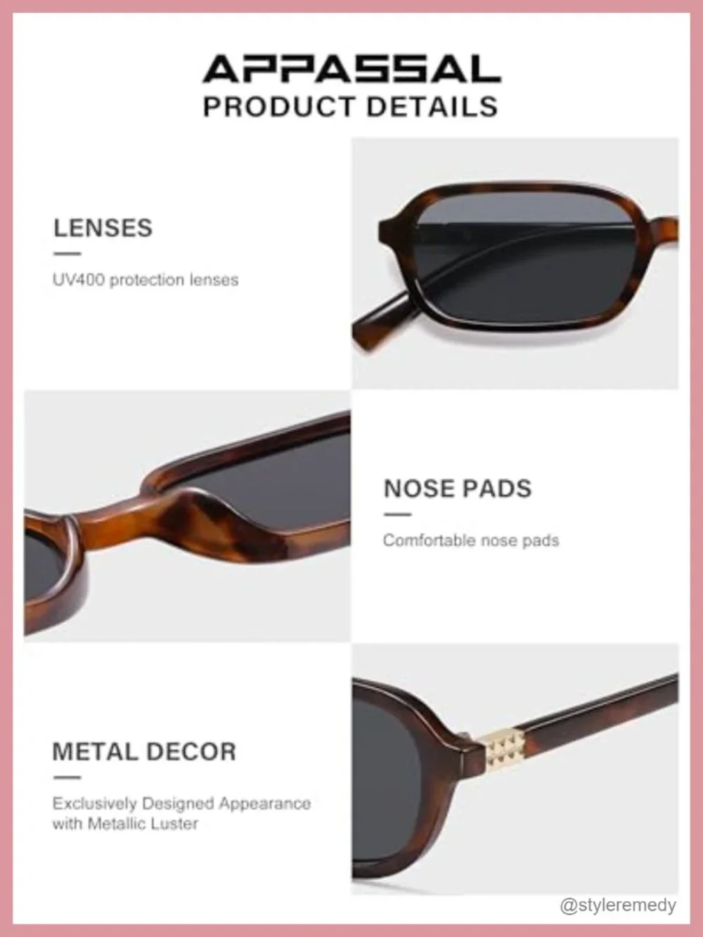 Retro Rectangular Small 90s Square Sunglasses UV400 Protection